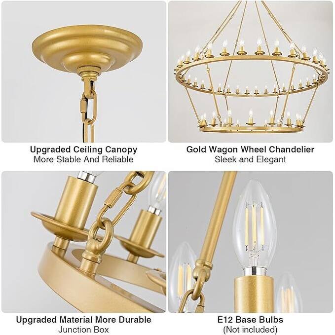 Luxury Wheel Chandelier, 16-54 Lights Single or Double Layer Round Pendant Light