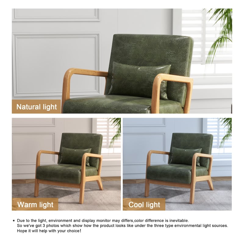 Mid Century Solid Wood Upholstered Accent Chair