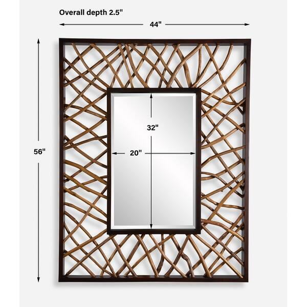 Uttermost Teak Maze Rectangle Mirror - 56"H x 44"W x 2.5"D