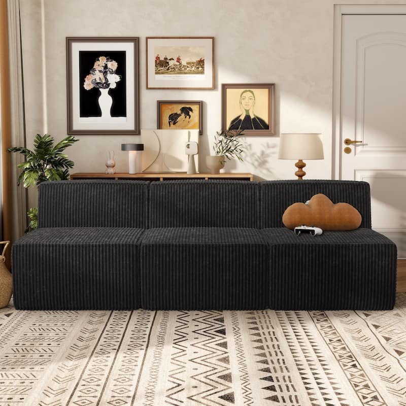 Furniture of America Navir Modern 3-Piece Chenille Foam Modular Sofa