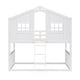 preview thumbnail 12 of 27, Twin over Twin Bunk Bed Frame with Semi-enclosed House Frame, Windows, Headboard, Ladder, Guardrail - Wooden House Bed Frame聽