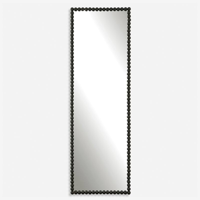 Beaded Rectangular Full-Sized Mirror - 72.25" - Black
