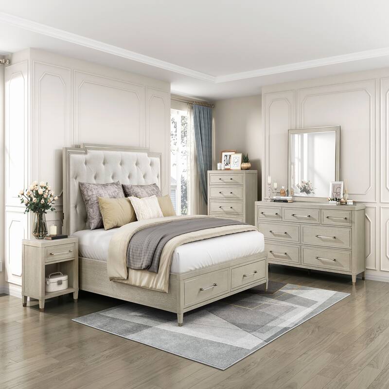 Oak Finish Nightstand with Charging Ports Storage Drawer 1pc