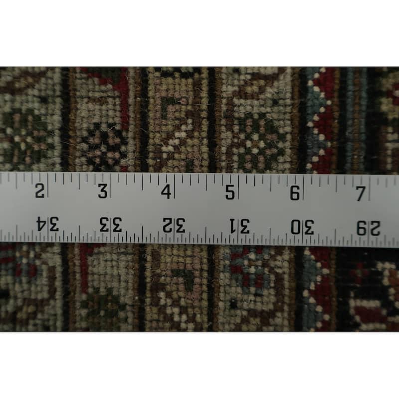 Hand Knotted Oriental 100% Wool Carpet Traditional Floral Black Tabriz-Mahi Area Rug - 12' 1'' X 8' 11''