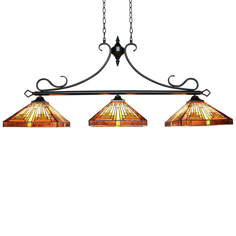 Tiffany Style Mission Design 3-light Linear Island Fixture