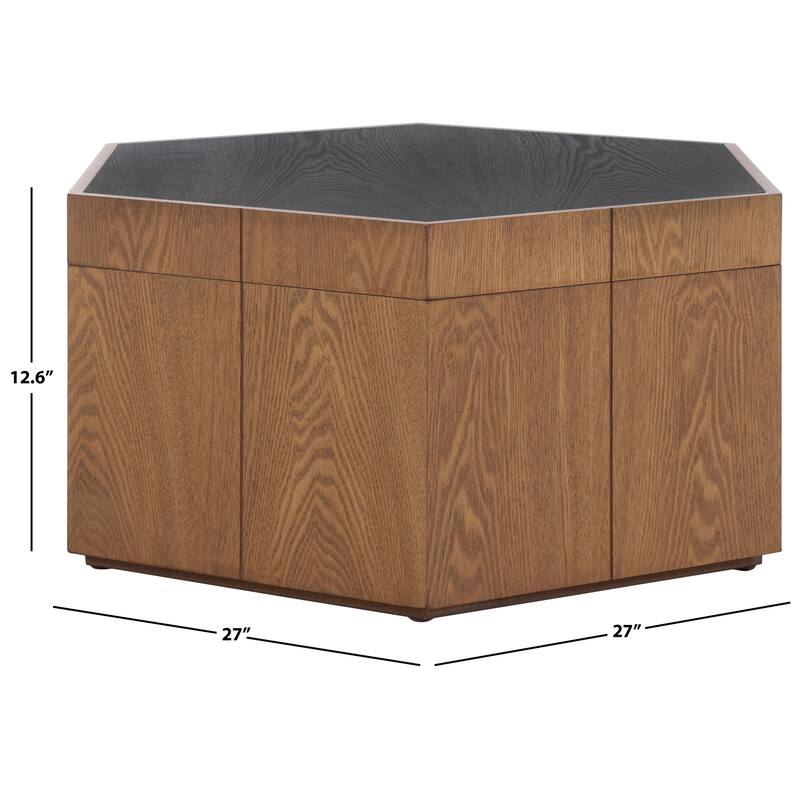 SAFAVIEH Ingelinde Hexagon Tray Top Coffee Table with Storage - 27" W x 23" D x 13" H
