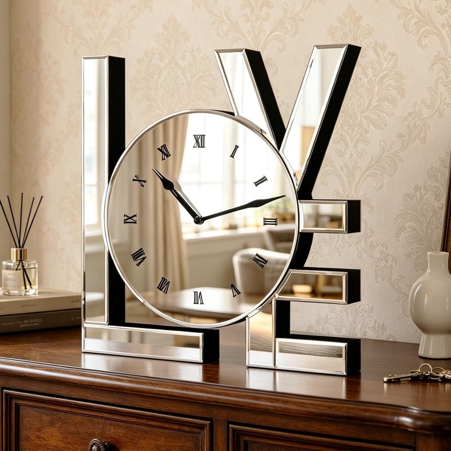 Art Letters Mirrored Wall Clock