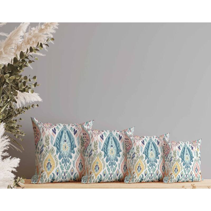 Ikat Infusion Indoor/Outdoor Reversible Throw Pillow Blue and Pink