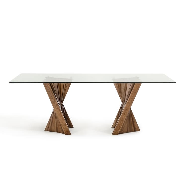 Modrest Corbin Mid-Century Walnut & Glass Dining Table