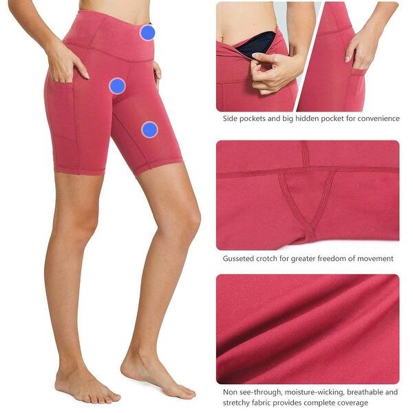 Shop Baleaf Women S 8 High Waist Tummy Control Workout Yoga Shorts Side Pockets C Small Overstock 31761339