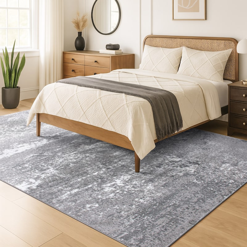 World Rug Gallery Distressed Abstract Watercolor Area Rug