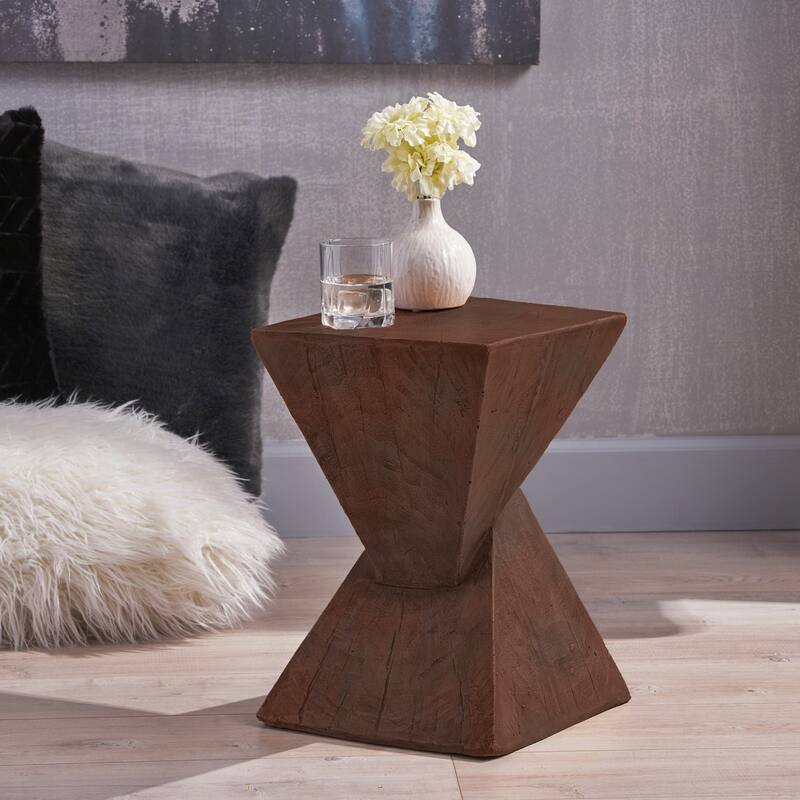 outdoor GEOMETRIC MGO SIDE TABLE,DARK BROWN COLOR