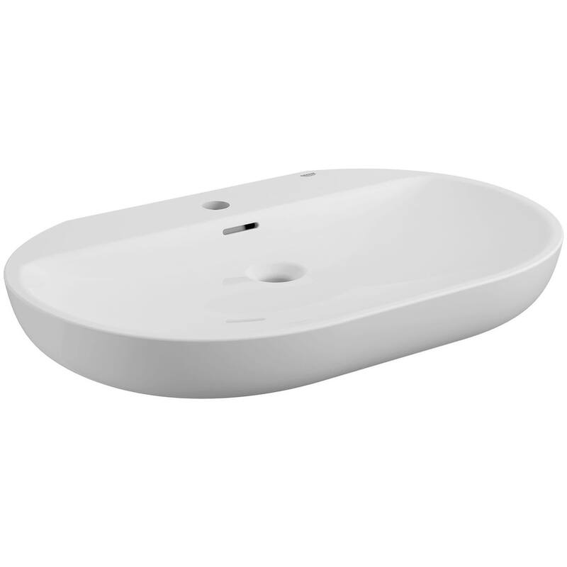 Grohe Essence Wall Mount or Vessel 27" Bathroom Sink with 1 Faucet - Alpine White
