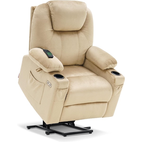 slide 2 of 65, MCombo Electric Power Lift Recliner Chair Sofa with Massage and Heat for Elderly, 3 Positions, USB Ports, Fabric 7040 Beige