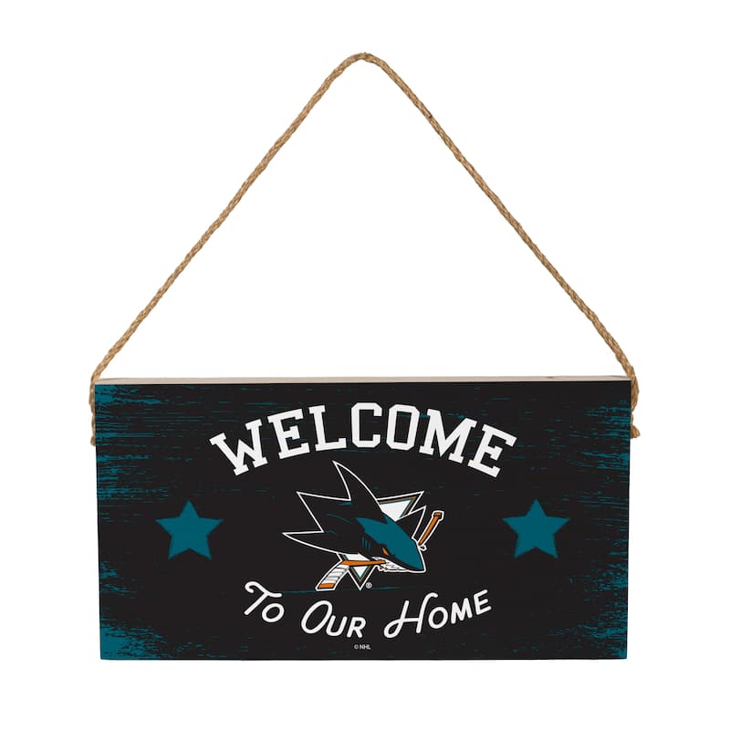 San Jose Sharks Wooden Door Decor Wall Sign - Multi-Color