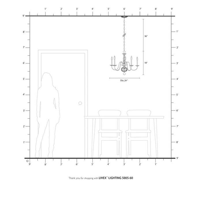Livex Lighting 5-light Antique White Indoor Chandelier, 5005-60 - 24" DIA X 18" H