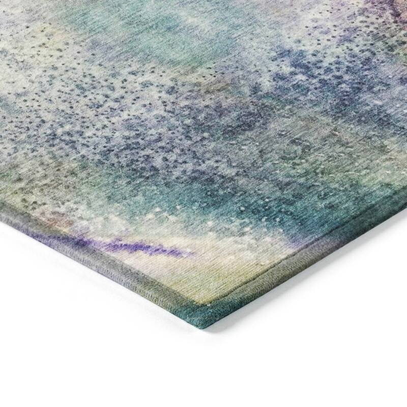 Machine Washable Indoor/ Outdoor Abstract Watercolor Chantille Rug