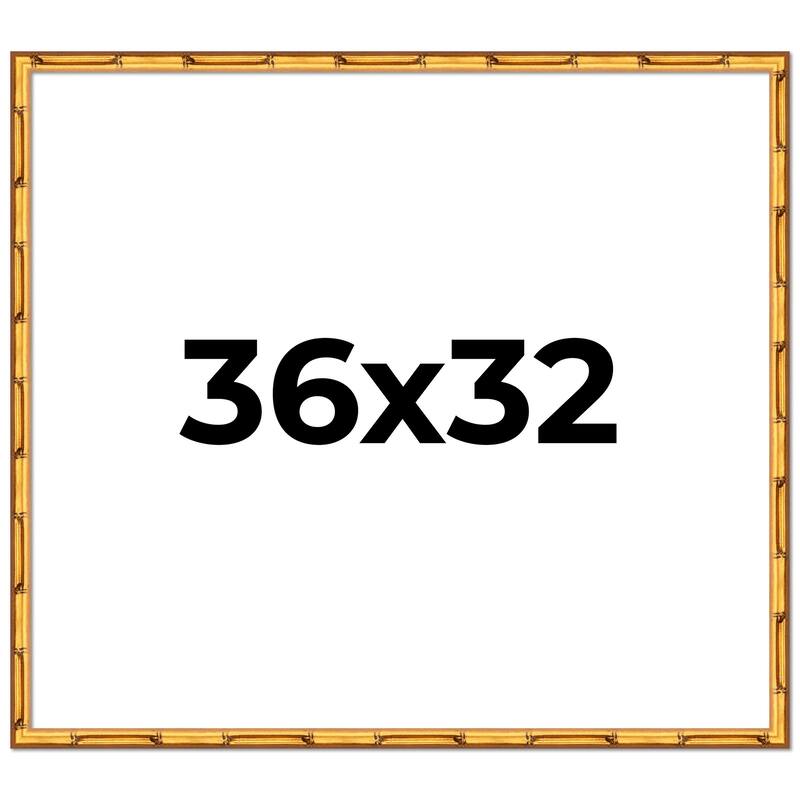36x32 Frame Gold Bamboo Picture Frame Modern Photo Frame Includes UV Acrylic Shatter Guard Front Acid Free Foam Backing Board