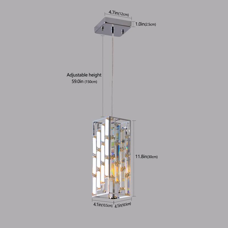 4" Modern Crystal Pendant Light - 3 Pack, Adjustable Hanging Ceiling Lamp with Crystal Prism Design for Dining Room