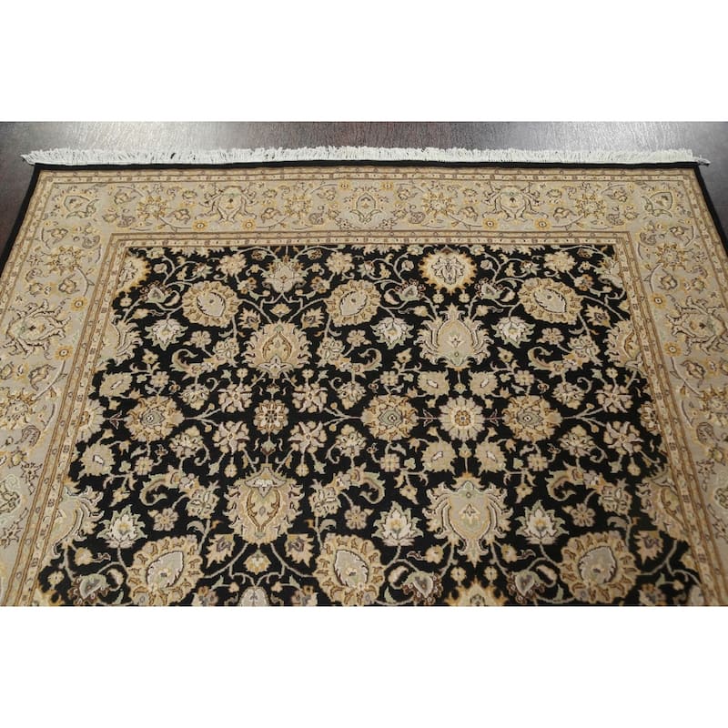 Wool/ Silk Floral Oriental Tabriz Vegetable Dye Area Rug Hand-knotted - 6'1" x 9'1"