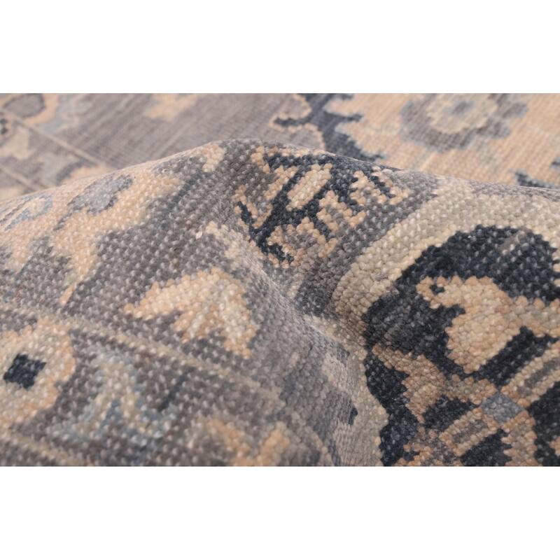 ECARPETGALLERY Hand-knotted Modern Oushak Dark Grey Wool Rug - 7'11 x 9'10