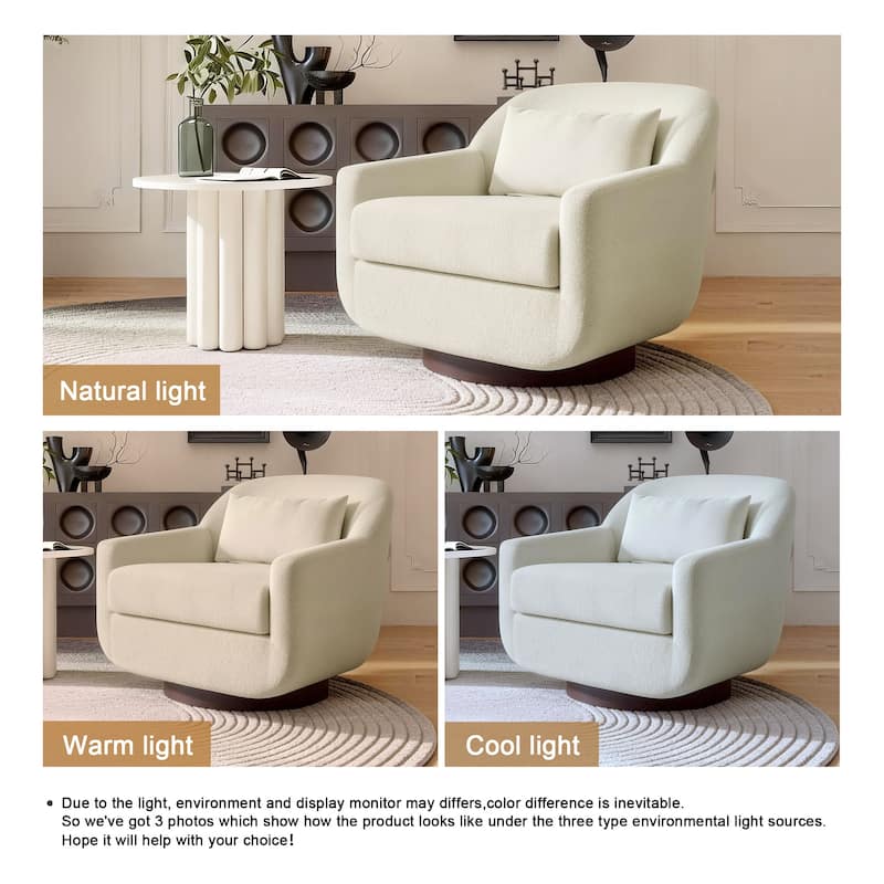 Modern Chenille 360-Degree Swivel Chair Accent Chair