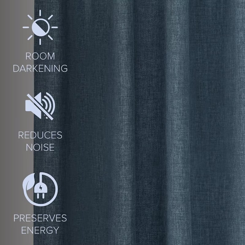 Linen Texture Tie Top Room Darkening Curtain Pair(2 panels)