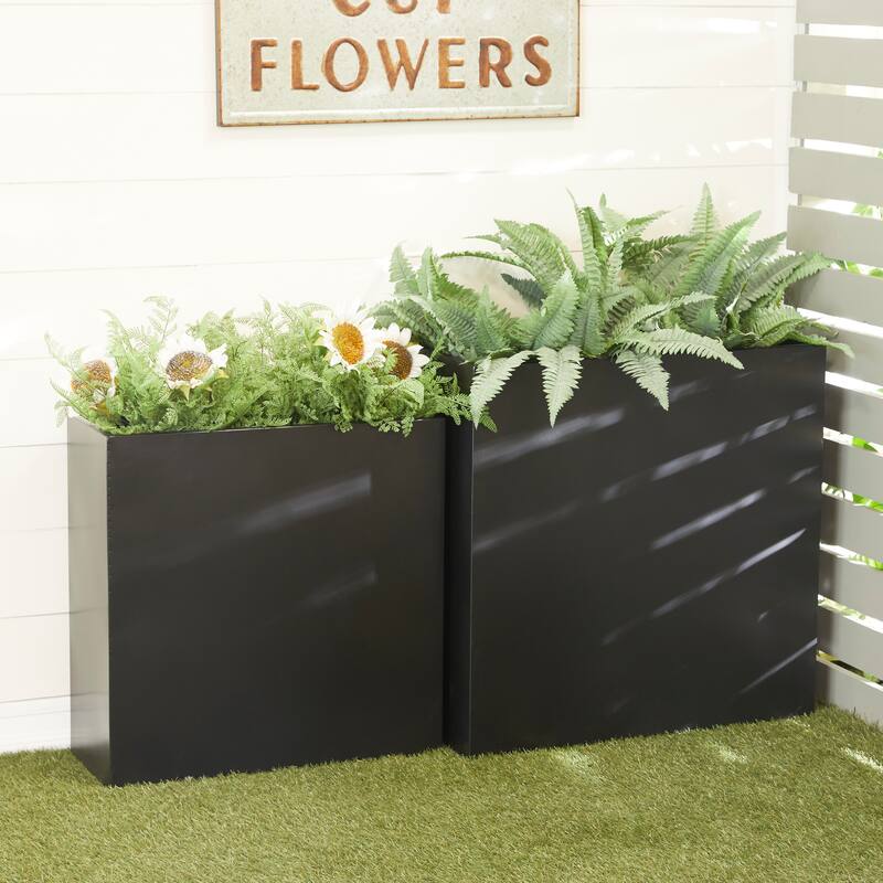 Black or White Metal Modern Planter (Set of 2) - S/2 28", 24"H
