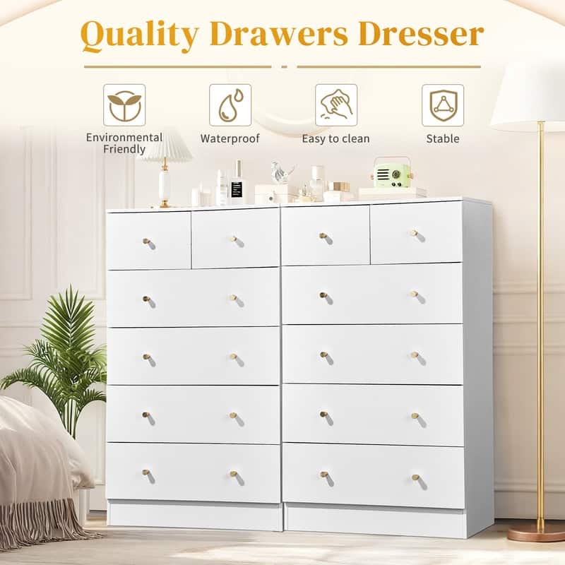 6-Drawer Large Dresser For Bedroom And Chest Of Drawers With Sturdy Construction Wood Storage Organizer For Closet