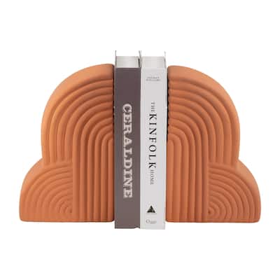 Sagebrook Home Modern Textured Set of 2 Arch Bookends - 13" x 4" x 10"