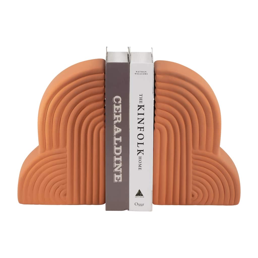Sagebrook Home Modern Textured Set of 2 Arch Bookends - 13" x 4" x 10"
