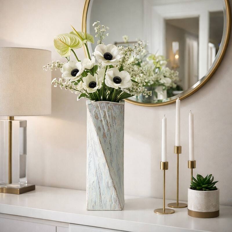 Decorative Vase - Ivory Ceramic Twist Design