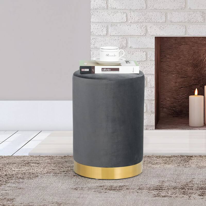 Adeco Footstool Ottoman Vanity Stool with Gold Base