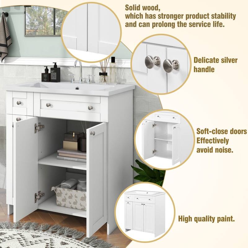 Single Sink 30" Bathroom Vanity with Combo Cabinet and Storage