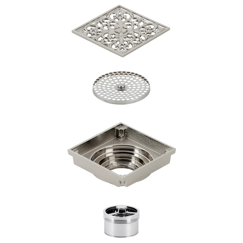 Watercourse Scroll 4" Square Grid Shower Drain