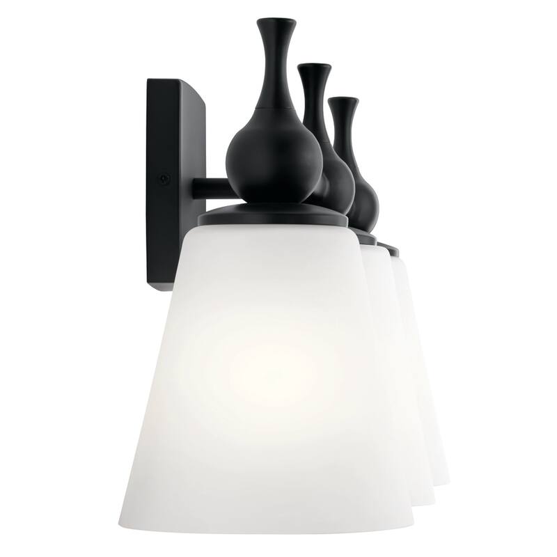 Kichler Cosabella 24 Inch 3 Light Vanity Light with Satin Etched Case Opal in Black