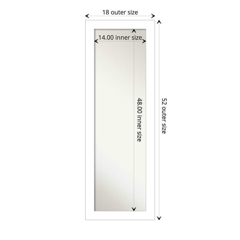 Non-Beveled Full Length On The Door Mirror - Wedge Frame - Wedge White - Outer Size: 18 x 52 in