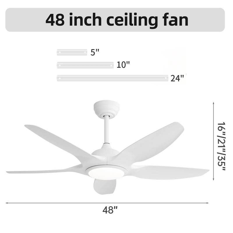 Sofucor Fan 48 Inch Ceiling Fans w/ Lights & Remote Indoor Outdoor Ceiling Fan Energy Saving