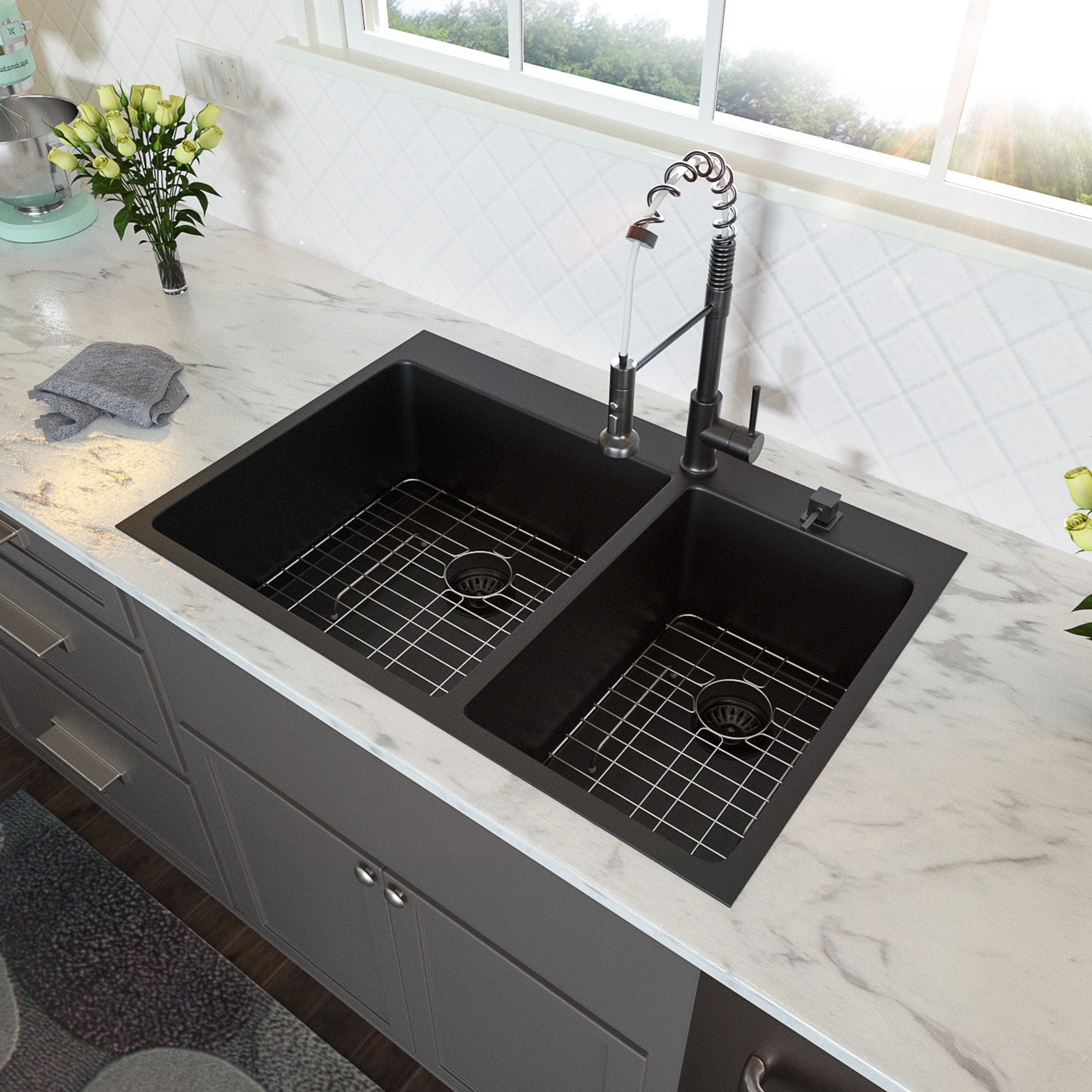 Stainless Steel 33 in Topmount Double Bowl Drop-In Kitchen ...