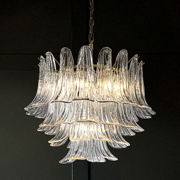 AloaDecor Vintage Mid-Century Modern Chandelier Clear Art Glass