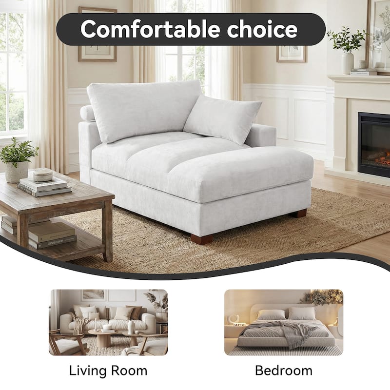 42"W Chenille Upholstered Chaise Lounge