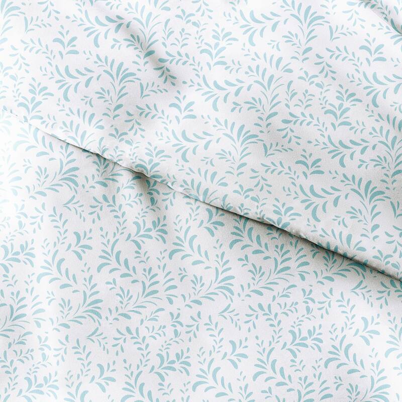 Becky Cameron Burst of Vines 3 Piece Duvet Cover Set - Light Blue - Queen