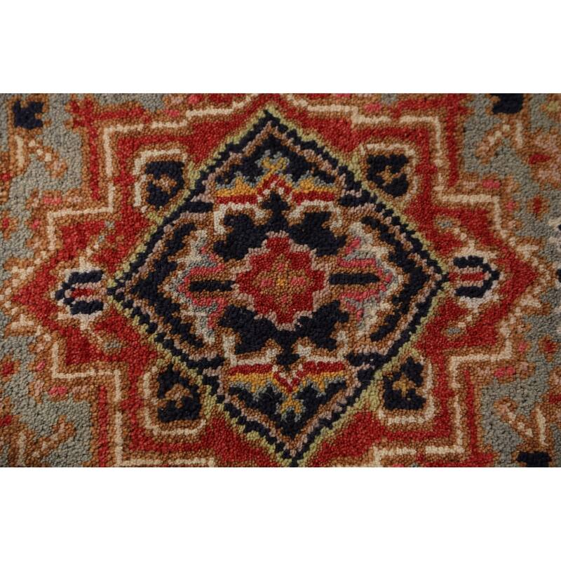 Geometric Heriz Serapi Runner Rug Hallway Hand-Knotted Wool Carpet - 2'6"x 7'10"