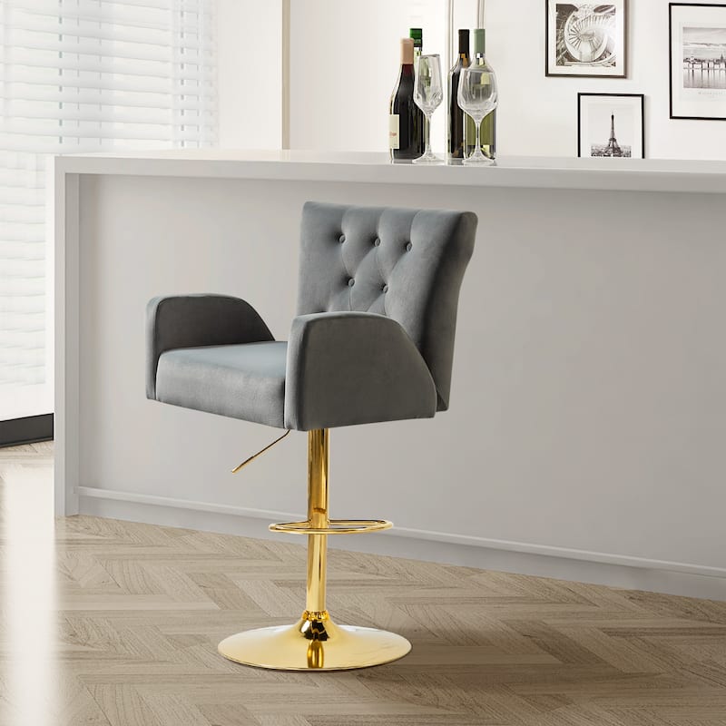Loreto Modern Tufted Velvet Swivel chair with Adjustable Height by HULALA HOME