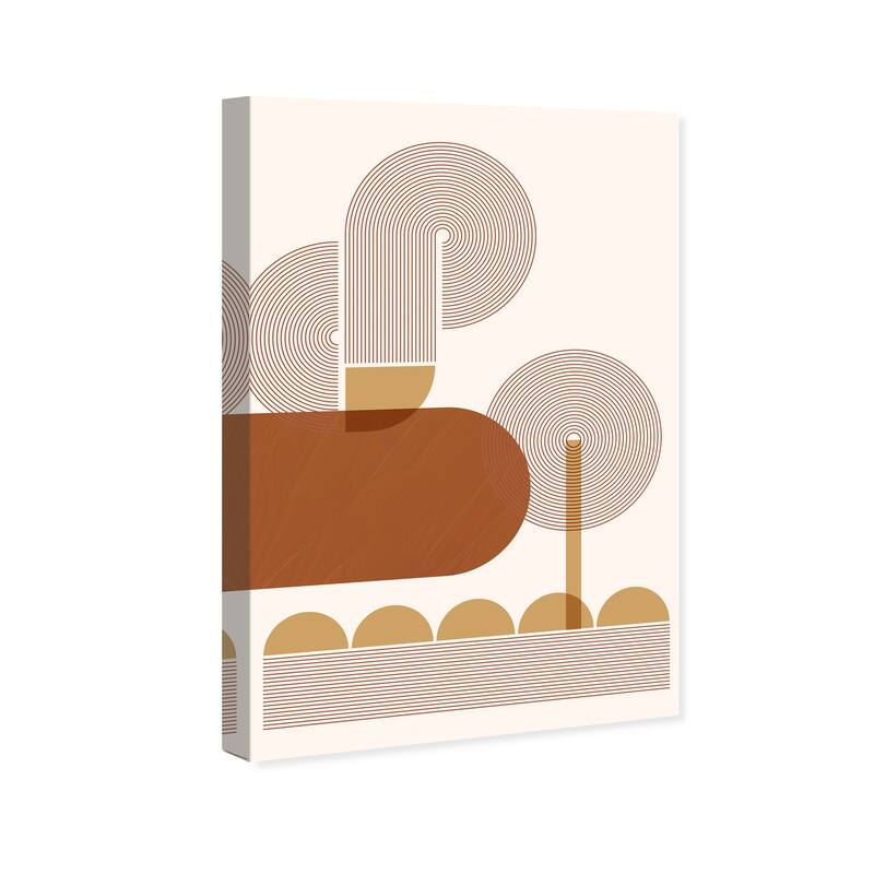 Wynwood Studio Canvas Abstract Version of a Platten Machine Brown and Mid-Century Modern Wall Art Canvas Print