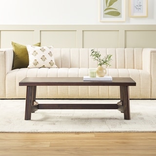 Walker Edison Modern Farmhouse Easy Assembly Solid Wood Coffee Table ...