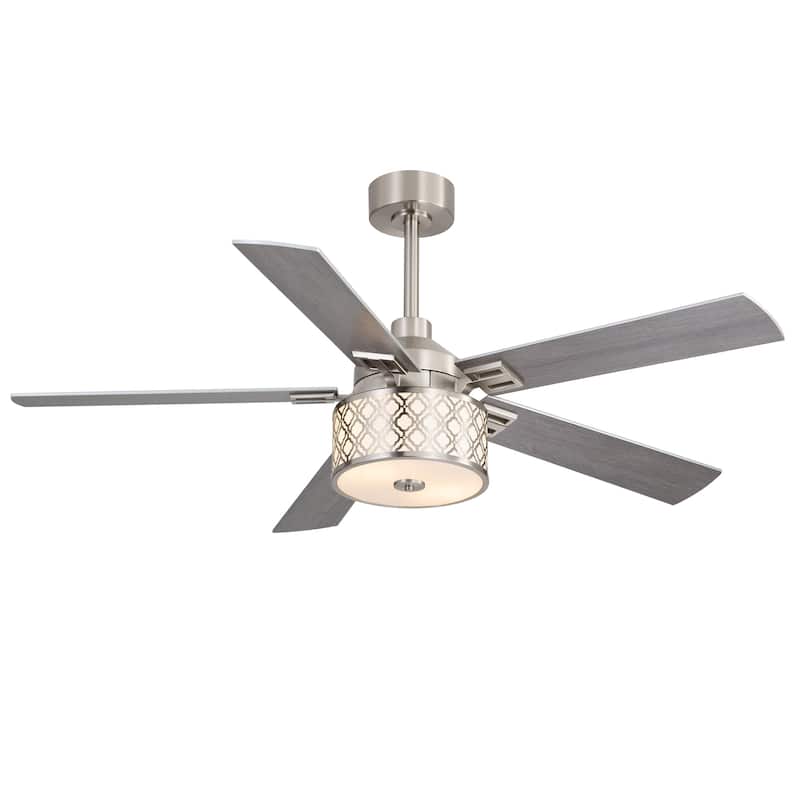 52" Reversible 5-Blade Caged Ceiling Fan with Light and Remote
