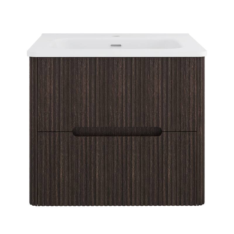 Floating Bathroom Vanity Integrated White Ceramic Sink