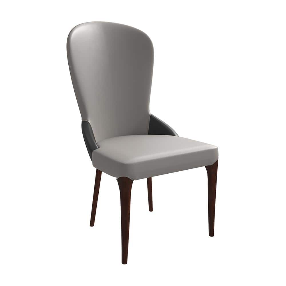 Havana Modern Leather Two-Tone Color Dining Chair with Solid Wood Frame, Ruberwood Legs, and Water Resistant Accent Chair