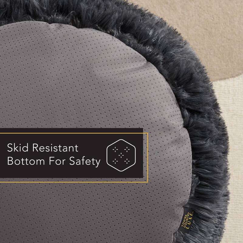 TOWN & COUNTRY LUXE CuddleTown Fuzzy Solid Donut Pet Bed Brown Round Bed